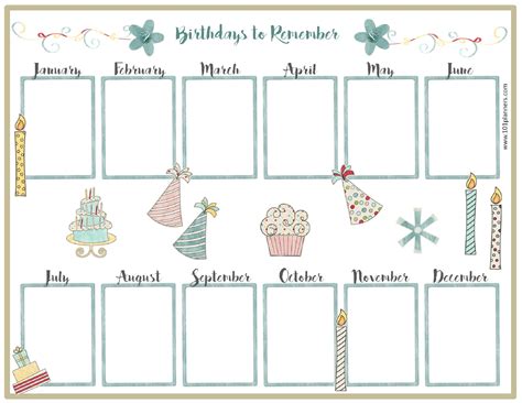 free birthday calendar that is customizable birthday calender family
