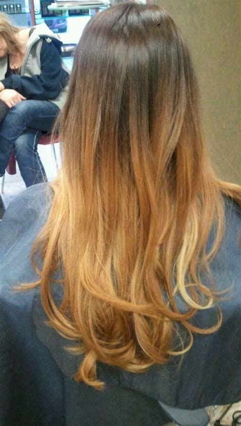 To get the look, stick to your regular brown shade at your roots and lighten the ends. New ombré hair :) #brown #blonde #red #auburn #ombre #hair ...