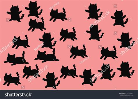 Black Cat Pattern Design Pink Background Stock Vector Royalty Free 1755710387 Shutterstock