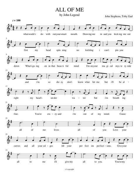 All Of Me Sheet Music For Piano Solo Download And Print In Pdf Or