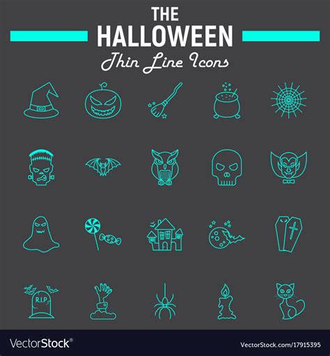 Halloween Line Icon Set Scary Symbols Collection Vector Image