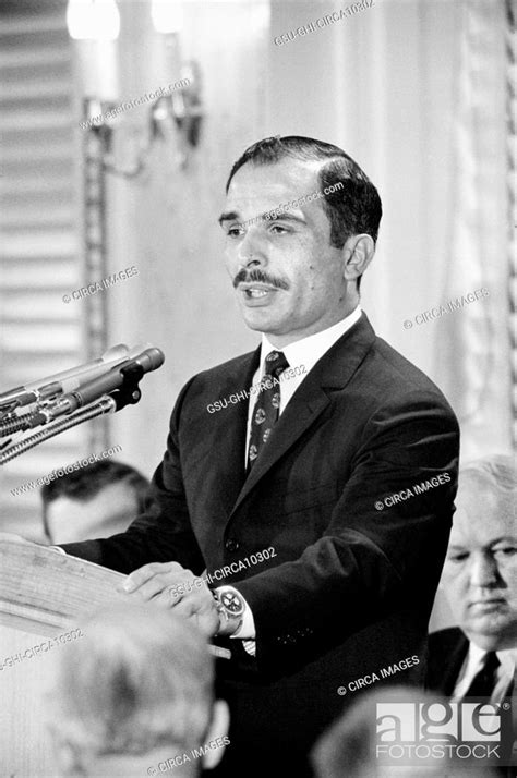 King Hussein Of Jordan During Press Conference While On Official State