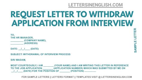 How To Write Letter To Withdraw Application From Interview Letters In