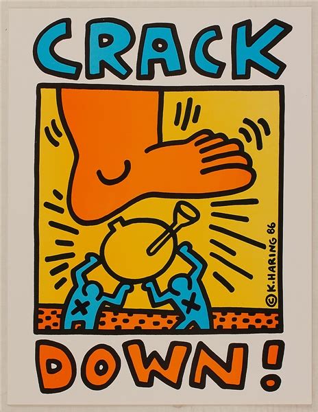 Lot Detail Keith Haring Original 1986 Crack Down Concert Poster Santana Allman Brothers Run