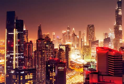 Dubai City At Night Stock Image Image Of Arab Luxury 66490527
