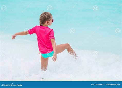 Cute Little Girl At Beach During Caribbean Vacation Stock Photo Image