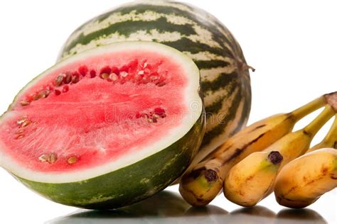 Watermelon And Bananas Isolated Stock Image Image 15043081