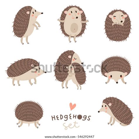 Vector Set Cute Hedgehogs Stock Vector Royalty Free 546292447