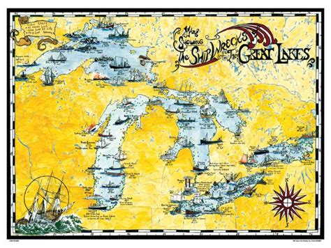 Great Lakes Shipwreck Map By Avery Color Studios