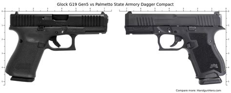 Palmetto State Armory Dagger Compact Vs Glock G19 Gen5 Size Comparison