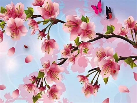 Cherry Blossoms Painting Wallpaper Cherry Blossom