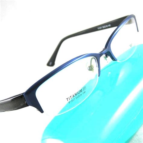 glasses eyewear blue frame half rim titanium spectacles tr90 temples eyeglasses blue frames