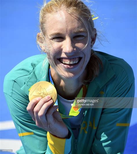 Gold Medallist Australia S Kimberley Brennan Celebrates On The Podium Of The 2016 Olympic Games