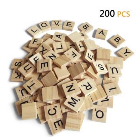 200 Wooden Scrabble Tiles Alphabet Letter Crossword Game Wood Letters