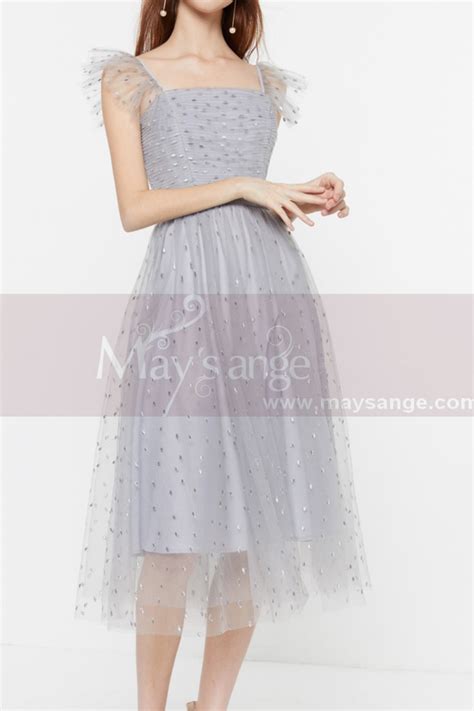 Silver Fashion Wedding Guest Outfits Tulle And Rhinestones