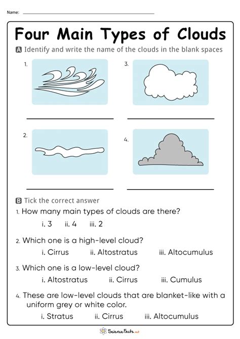 Types Of Clouds For Kids Printables