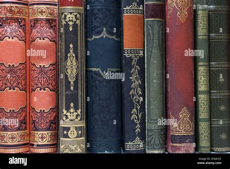 Old Museum Books With A Beautiful Multicolored Cloth Decorated Book