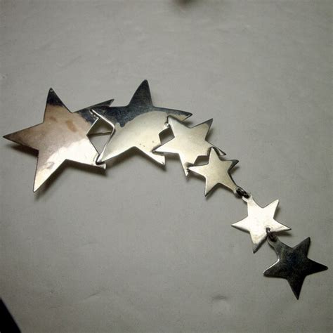 Sterling Silver Shooting Stars Pin Brooch Celestial Space