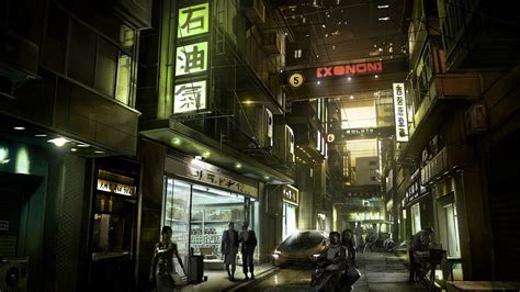 Cyberpunk Futuristic Deus Ex Human Revolution Futuristic City Japan Asia Urban Street