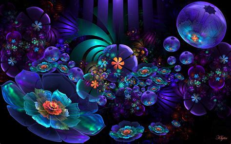 Abstract Flowers Dark Shine Light Fractal Shroud Hd Wallpaper