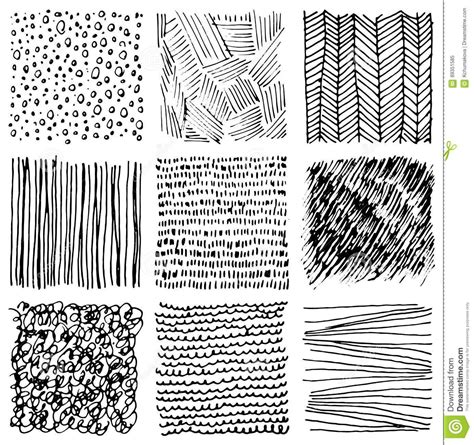 Set Of Hand Drawn Ink Textures Simple Scratchy Patterns Download