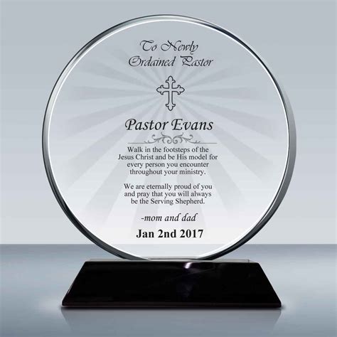 Pastor Installation T Plaque Crystal Circle Award 016