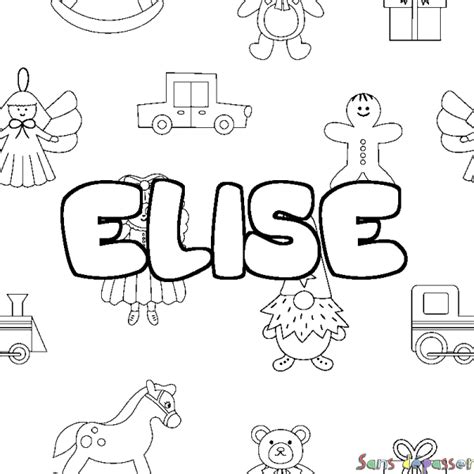 Coloriage Prénom Elise Décor Jouets Sans Dépasser