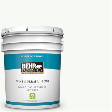 Behr Premium Plus 5 Gal Ppu18 06 Ultra Pure White Satin Enamel Low