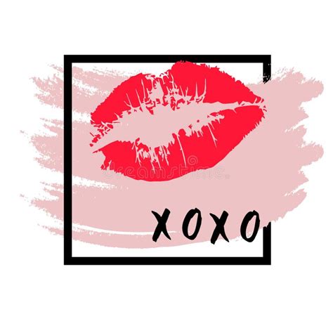 xoxo hugs and kisses lipstick kiss on a white background stock vector illustration of drawing
