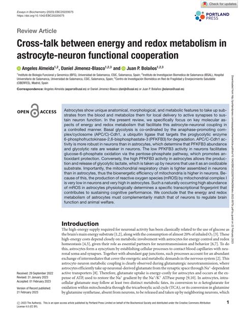 Pdf Cross Talk Between Energy And Redox Metabolism In Astrocyte