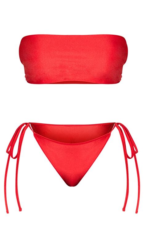 Plus Red Bandeau Bikini Set Plus Size Prettylittlething