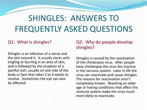 Shingles Answers To Frequently Asked Questions Ppt Download