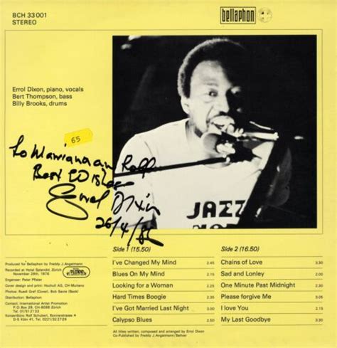 Errol Dixon Blues Autograph Signed Record Cover Ebay