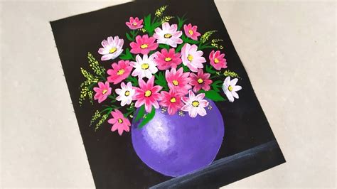 Simple Flowersandvase Acrylic Paintngacrylic Painting Of Beautiful