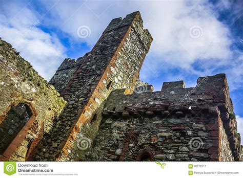 A Tower Of Peel Castle At Peel Isle Of Man Stock Image Image Of