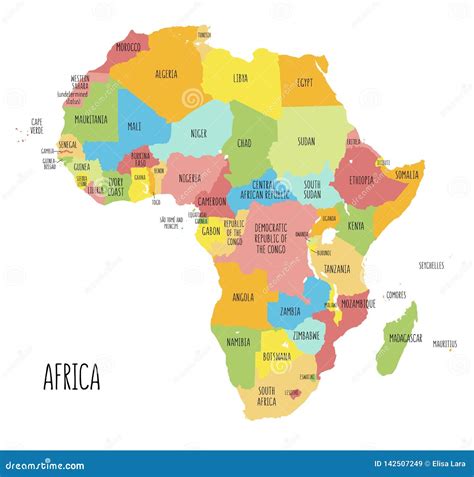 Colorful Africa Vector Map Separated Countries Stock Vector Royalty Images