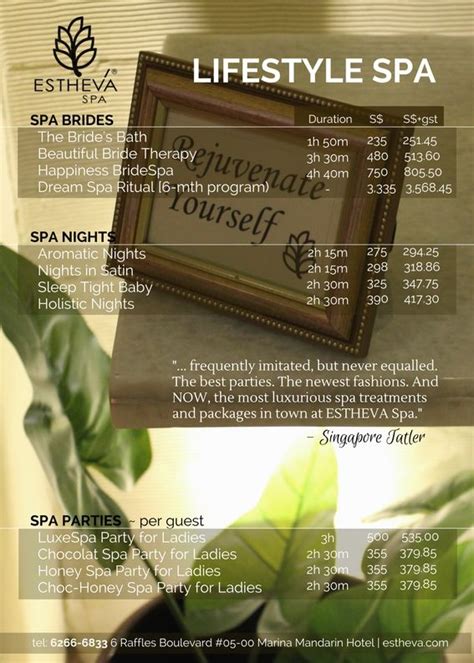 Spa Packages Singapore Best Luxury Spa Treatments Estheva Spa Spa Packages Spa Menu