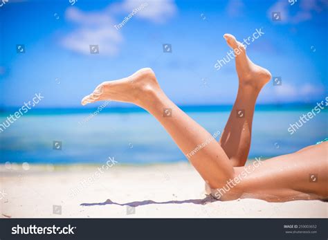 Female Tanned Slim Legs On White Stock Photo Shutterstock