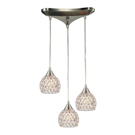 Crystal Multi Light Pendant Light With Clear Glass And 3 Lights 10341