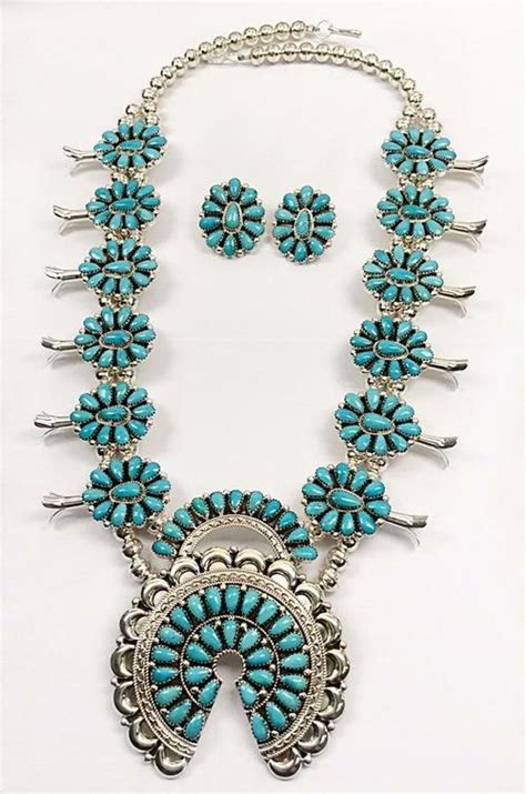 Navajo Eunise Wilson Turquoise Cluster Squash Blossom Set Micah Gallery