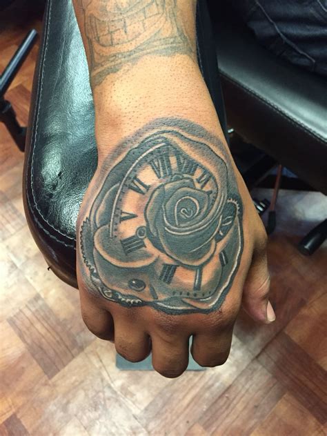 Hand Tattoos Rose Clock Best Tattoo Ideas