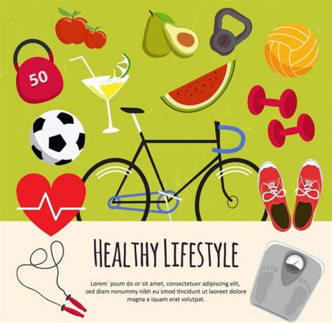 Healthy Lifestyle Design Elements Various Colored Symbols Eps Ai Vector