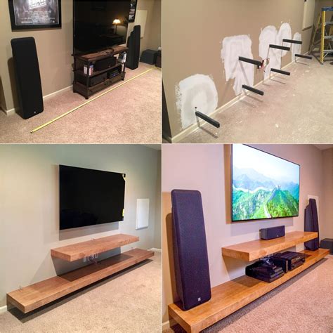 Many people think that floating shelves are just another way to decorate your house. Floating Shelf Under Mounted Tv Tvs and Staggered Floating ...