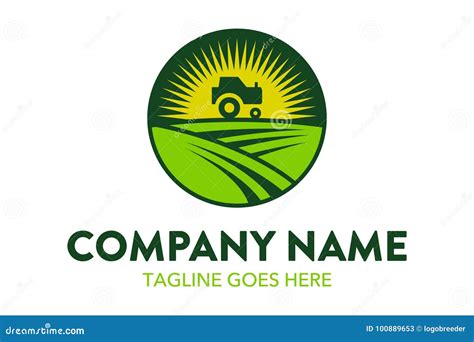 Unique Agriculture And Farming Landscape Logo Template Stock Vector