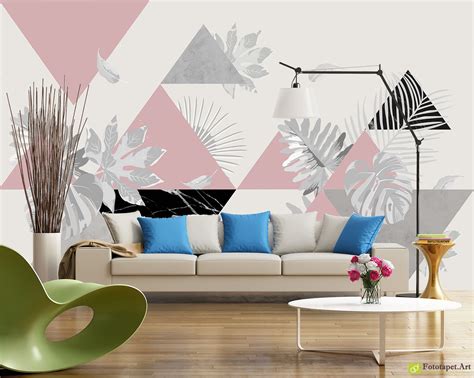 Wall Murals Digital Wallpaper Illustration Of Leaf Triangles