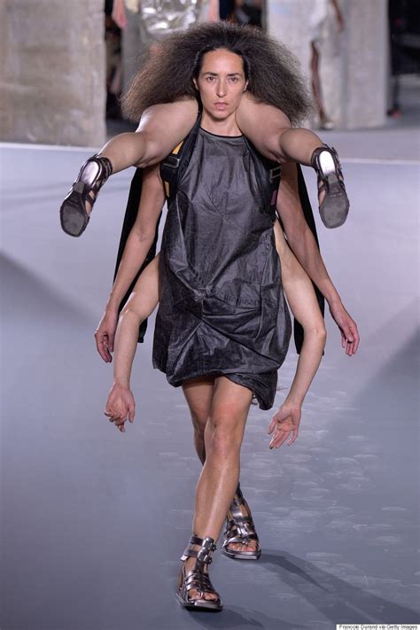 Rick Owens Uses Human Backpacks For Spring 2016 Runway Show Fashion Fashion Show Weird Fashion