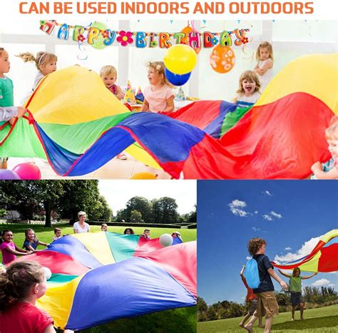 Rtdep Play Parachute 9ft Rainbow Parachute Parachute For Kids With 8
