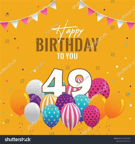 Happy 49th Birthday Greeting Card Vector Royalty Free Stock Vector 2135432205