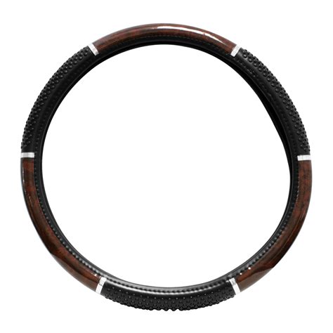 Steering Wheel Cover Dark Wood With Black Soft Raised Vinyl Beads For