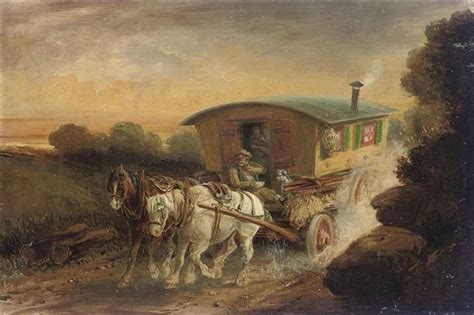 Charles Cooper Henderson A Horse Drawn Gypsy Caravan On A Track